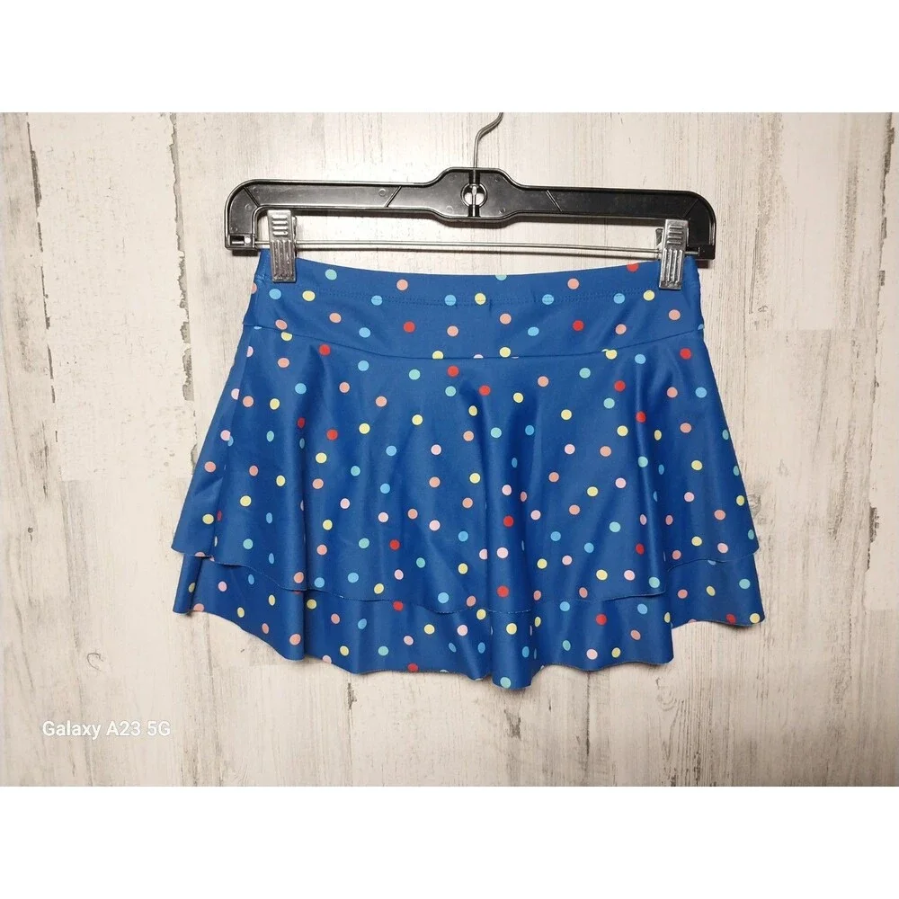 Hanna Andersson Girls Size 10 Blue Polka Dot Tiered Swim Skirt